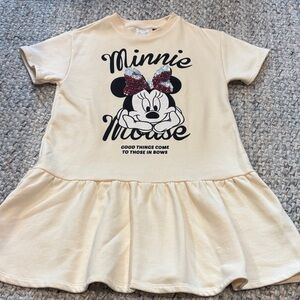 Zara Cream Minnie Mouse Dress with Pink Sequin Bow
